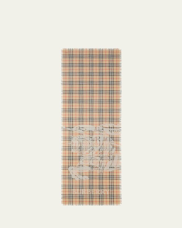 Rectangular EKD Check-Print Wool Scarf
